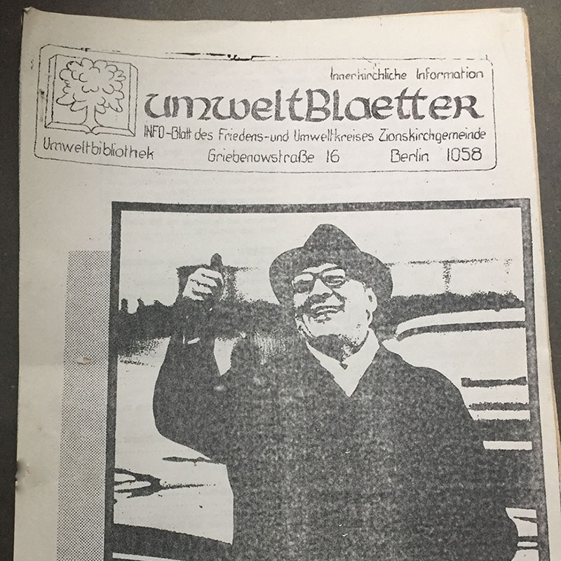 Deckblatt der DDR-Oppositions-Zeitschrift Umweltblätter, vom 27. September 1989